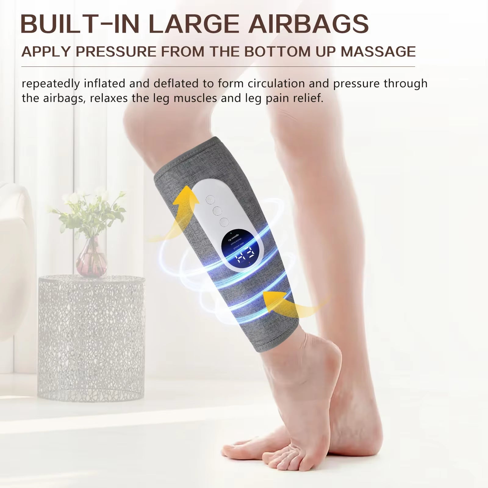Leg Massager Portable Calf Massager with Compression and Heat for Women Men Kneading Air Pressure Leg Air Compression Massager